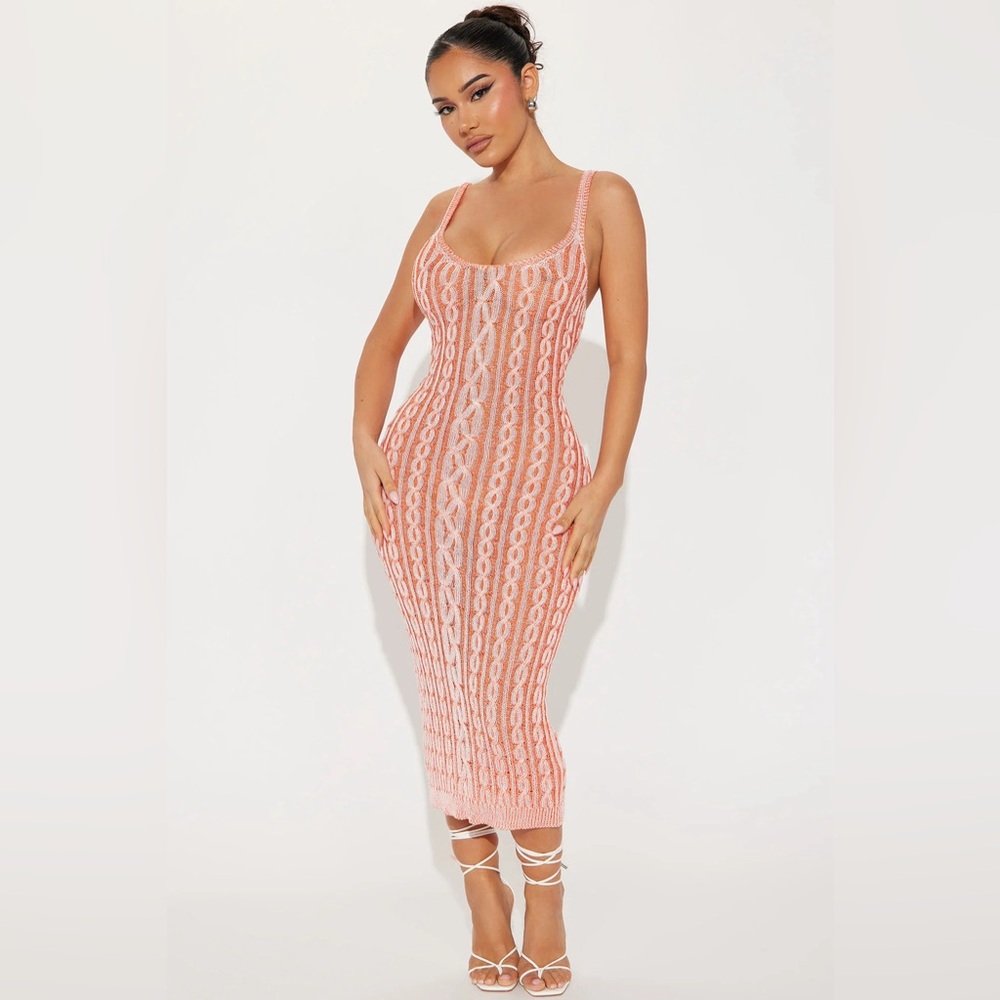 Fashion Nova Mizuka Sweater Midi Dress - Orange Small